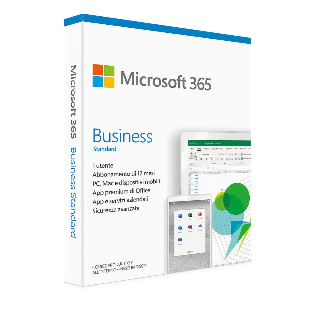 Microsoft 365 Business standard abbonamento annuale  con 1 TB di spazio archiviazione sul cloud 1 utente fino a 5 dispositivi