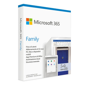 Microsoft 365 Family abbonamento annuale con 1 TB di spazio archiviazione sul cloud fino a 6 persone (6 TB totali)